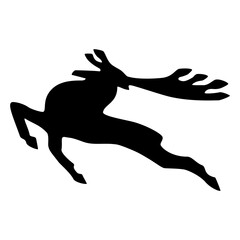 Silhouette of a running deer. Vector illustration on a white background.