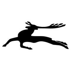 Silhouette of a running deer. Vector illustration on a white background.