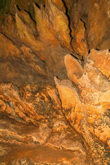 Detail of cave wall, stalactites and stalagmites. Oylat Cave, Bursa, Turkey