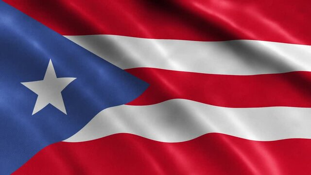 Puerto Rico National Flag Country Banner Waving 3D Loop Animation.
