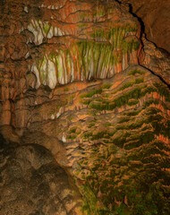 Detail of cave wall, stalactites and stalagmites. Oylat Cave, Bursa, Turkey