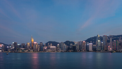Obraz na płótnie Canvas Hong Kong Skyscrapers in sunset