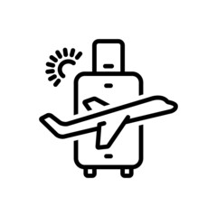 Black line icon for travel
