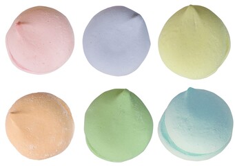 multicolored marshmallows isolated on a white background