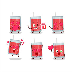 Watermelon Juice cartoon character with love cute emoticon