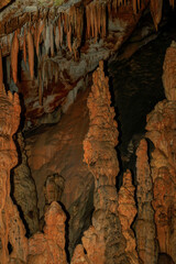 Detail of cave wall, stalactites and stalagmites. Oylat Cave, Bursa, Turkey