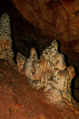 Detail of cave wall, stalactites and stalagmites. Oylat Cave, Bursa, Turkey