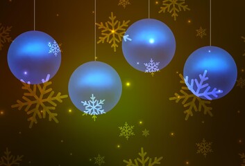 Dark Green, Yellow vector background in Xmas style.