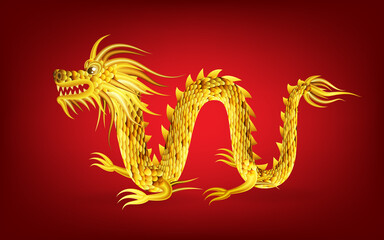 Chinese gold dragon. Traditional holiday decoration.