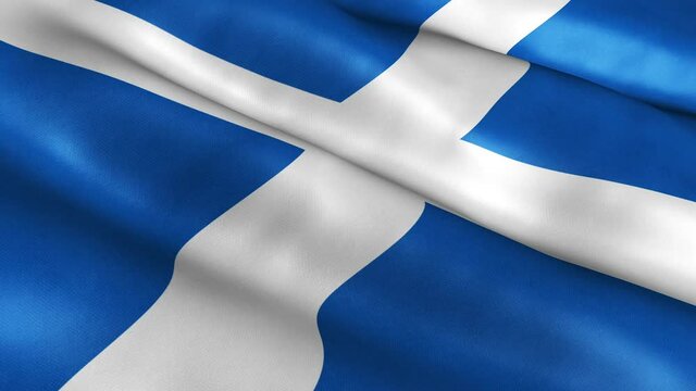 Scotland National Flag Country Banner Waving 3D Loop Animation.