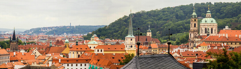 Obraz premium View of the old houses and roofs of the city of Prague