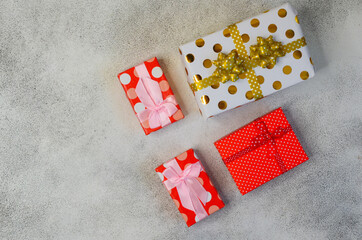 holiday packaging fancy gift box concept of Christmas, birthday, Valentine's day, women's day, mother's day, surprise lifestyle no people