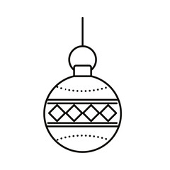 happy merry christmas ball hanging line style icon