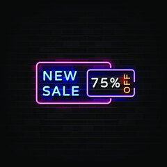 Obraz premium New Sale Neon Signs Vector. Neon Design Style