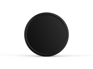 Black ice cream tub mockup on isolated white background, realistic rendering of plastic box, 3d illustration