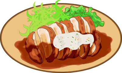 シンプルなチキン南蛮のイラスト