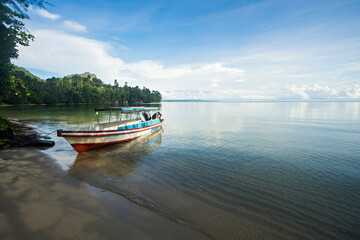 Fototapeta na wymiar Beautiful view of Ora Beach in Seram Island, Maluku, Indonesia.
