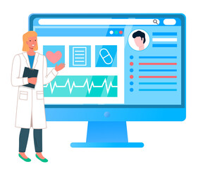 Mobile medicine. Modern technologies in health and medical consultation. Checkup result on screen. Online medical consultation with doctor and medical application. Healthcare and technology concept