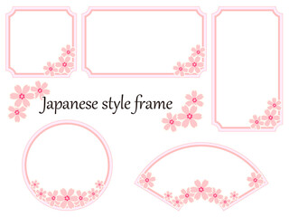 桜の花の和風フレーム／Japanese style frame of cherry blossoms