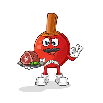 recommend clip art: table tennis bat chef with meat mascot. cartoon vector