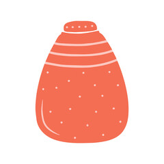 Hand drawn jar for products isolated on a white background. Kitchen utensils and utensils. Illustration in a simple flat style. It can be used for decoration of textile, paper and other surfaces.