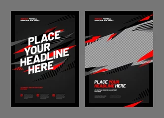 Tuinposter Design of posters with red shards for sports event, competition or championship. Sports background. © dimakostrov