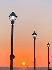 street lamp at sunset