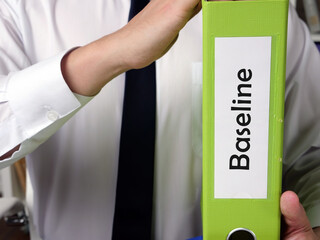  Financial concept meaning Baseline with phrase on the sheet.