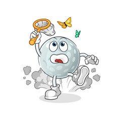 golf ball catch butterfly illustration. character vector
