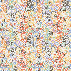 Seamless hand drawn coloring pattern. Creative endless background with blots. Abstract striped texture with bold lines