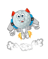 golf ball with jetpack mascot. cartoon vector