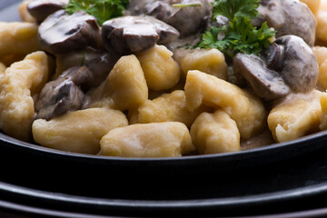 Gnocchi with a mushroom cream sauce