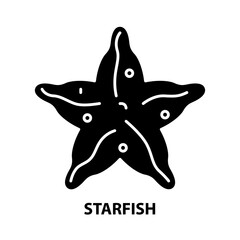 starfish icon, black vector sign with editable strokes, concept illustration