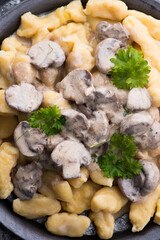 Gnocchi with a mushroom cream sauce