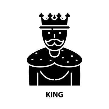 king icon, black vector sign with editable strokes, concept illustration