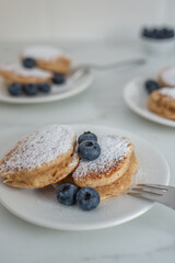 sweet home made vanilla pancakes with blueberries