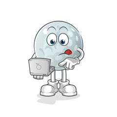 golf ball with laptop mascot. cartoon vector