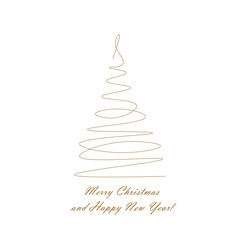 Christmas card with tree drawing, vector illustration