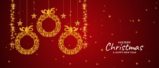 Obraz na płótnie Canvas Merry Christmas festival red color decorative banner