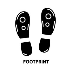footprint icon, black vector sign with editable strokes, concept illustration