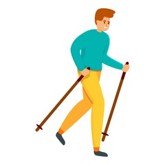 Summer nordic walking icon. Cartoon of summer nordic walking vector icon for web design isolated on white background