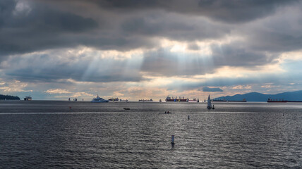 Fototapeta na wymiar Sunlight from English Bay