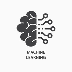 Machine learning icon. Artificial intelligence, smart machine logo template. Vector illustration.