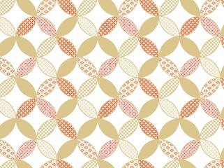 和モダンなシームレスパターン　柄入りの豪華な七宝文様　金と朱色