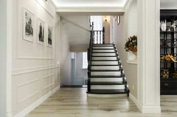 Photo of a modern house staircase and the hall