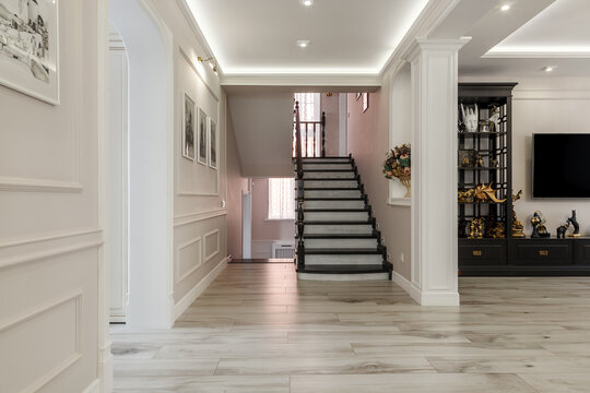 Photo of a modern house staircase and the hall