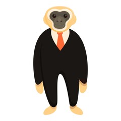 Gibbon in costume icon. Cartoon of gibbon in costume vector icon for web design isolated on white background