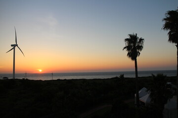 sunset over the beach