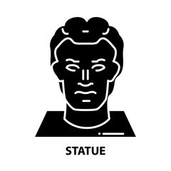 statue icon, black vector sign with editable strokes, concept illustration
