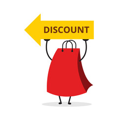 Cute shopping bag. Illustration vector graphic cartoon character  icon design. Perfect for Ecommerce, Symbol of promotion sale, store web element. Illustration E-commerce Shopping Symbols.